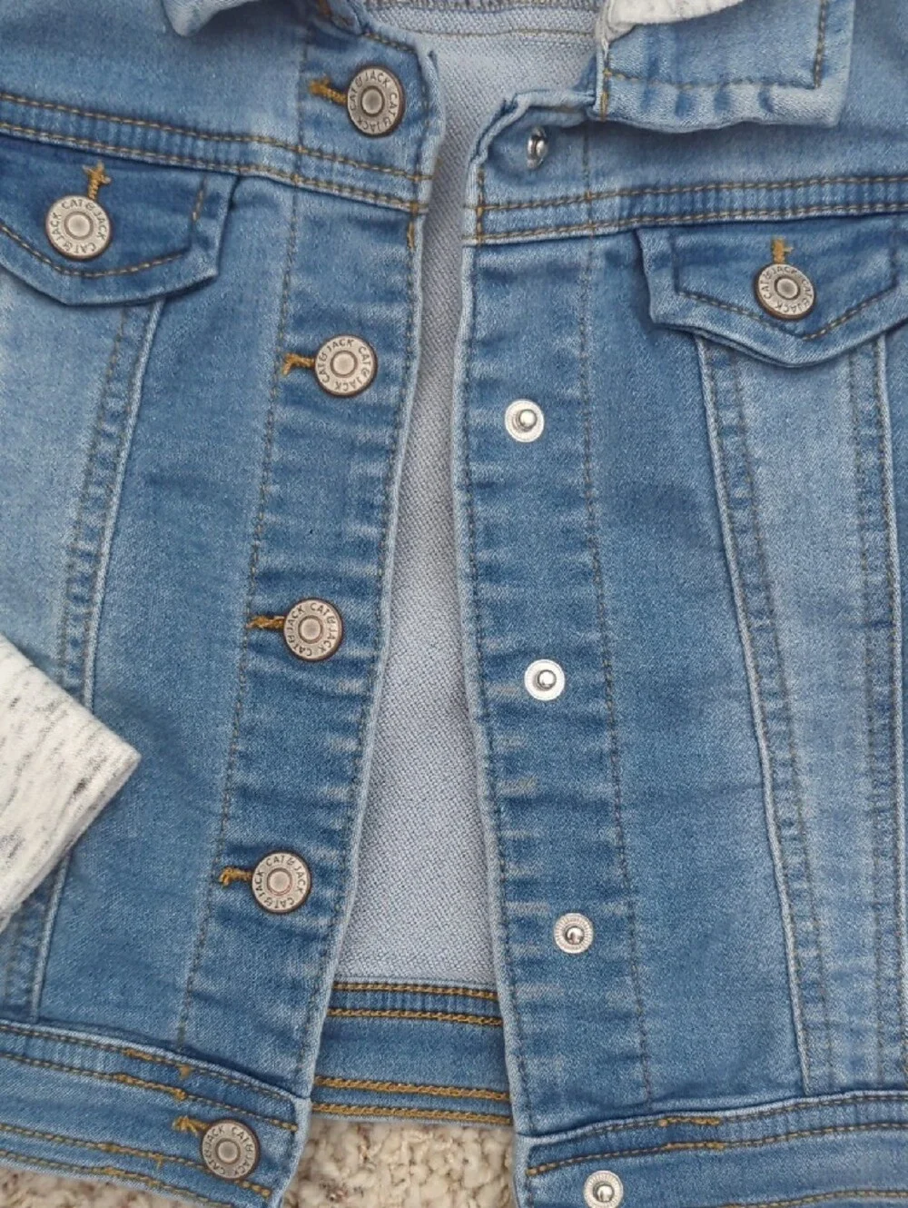 Cat & Jack Blue Denim Jacket with Heather Gray Hood